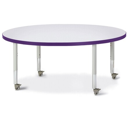 Jonti-Craft Berries Round Activity Table, 48 in. Diameter, Mobile, Freckled Gray/Purple/Gray 6433JCM004